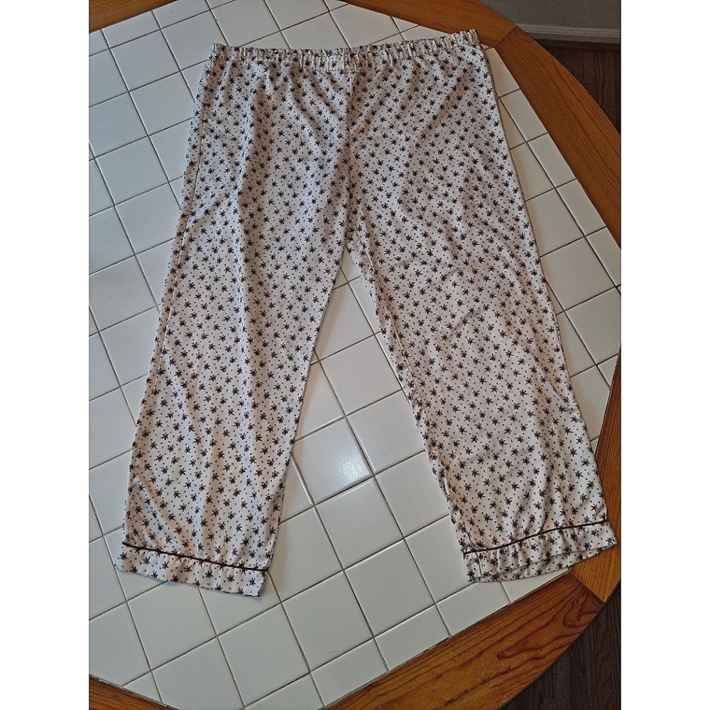 Red white floral print pajama pants size XXL sleepwear lounge comfy